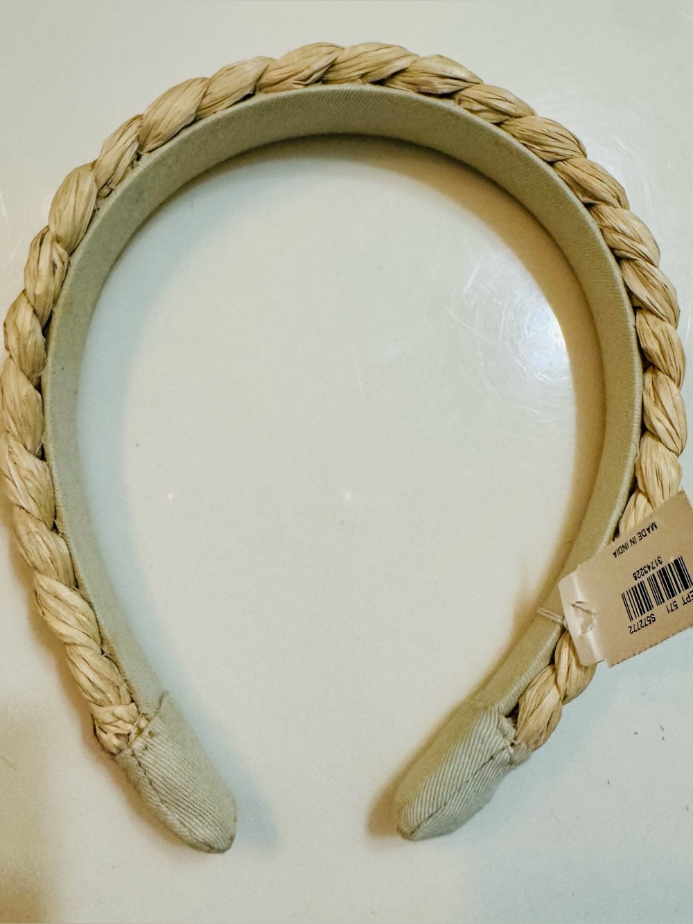 NWT Braided Straw Headband in Beige - Picture 2 of 3